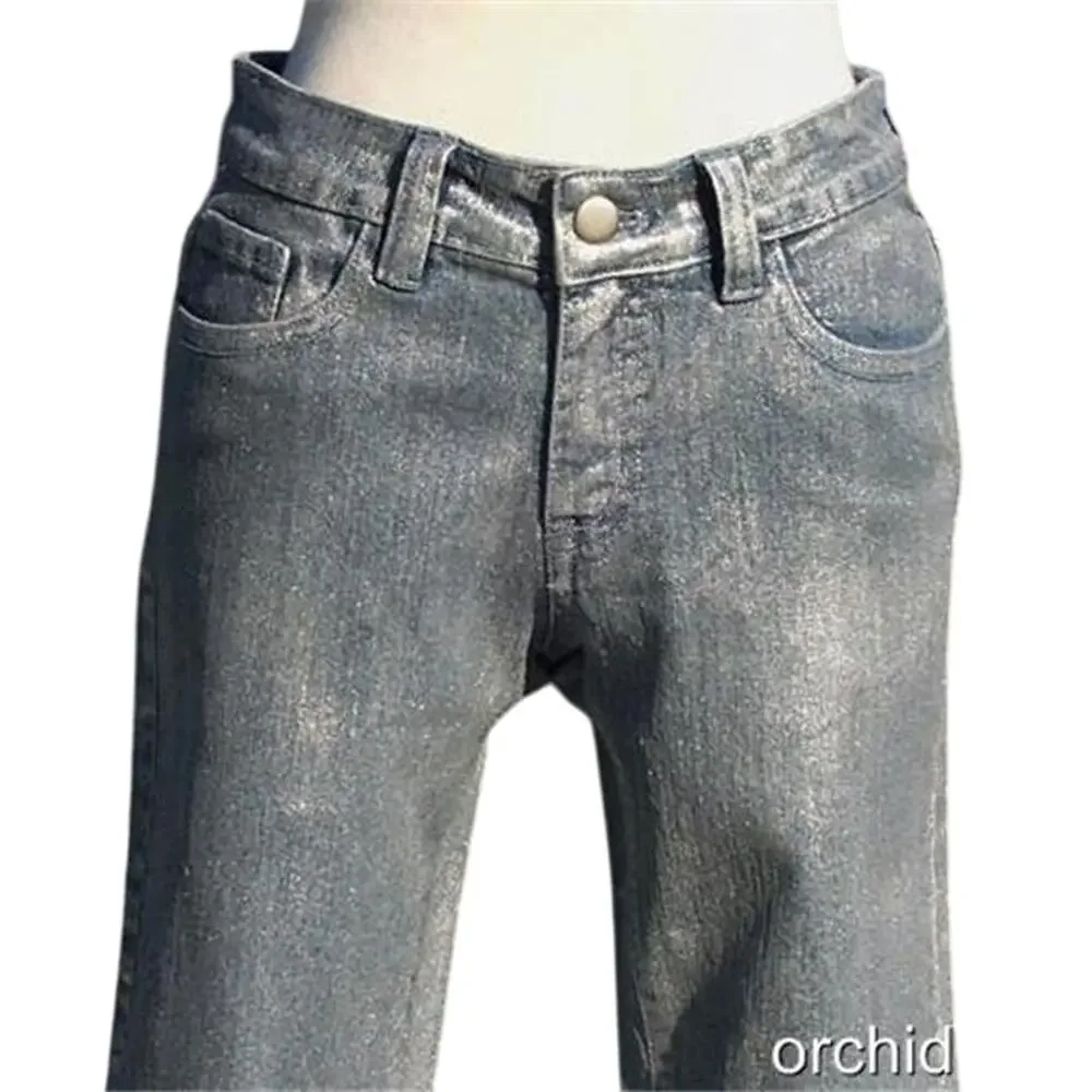 Cache Silver Coated Denim Short Pant Stretch Bermuda City Walking New $98 NWT 2
